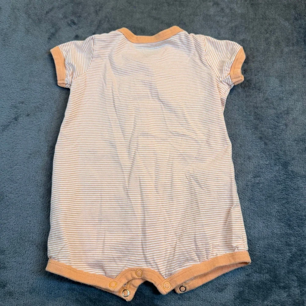 Carters‎ Monster Striped Romper Baby 6 Months Orange Snap Front Cotton